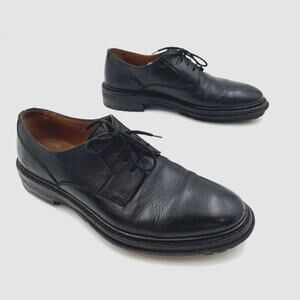Lanvin Men's Grained Leather Lug Sole Derby Shoes Black